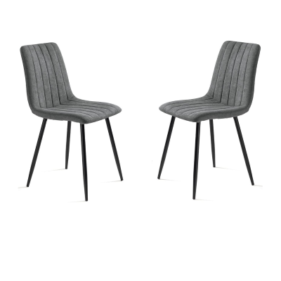 Chaise de salle à manger en tissu Gris foncé pieds métal noir - Chaises KOLE 2