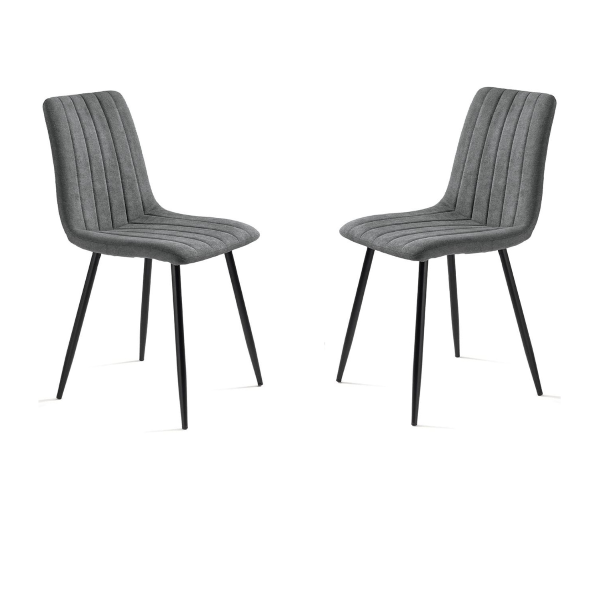 Chaise de salle à manger en tissu Gris foncé pieds métal noir - Chaises KOLE 2