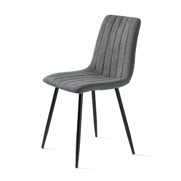 Chaise de salle à manger en tissu Gris foncé pieds métal noir - Chaises KOLE 2