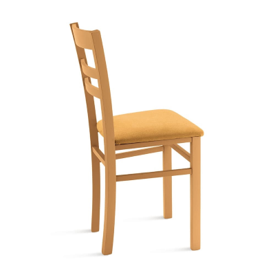 Gepolsterter Stuhl aus gelbem Stoff und Holzstruktur HOLLY 2 Stühle