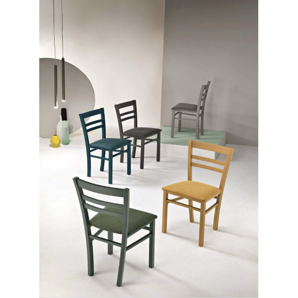 Gepolsterter Stuhl aus dunkelgrauem Stoff und Holzstruktur HOLLY 2 Stühle