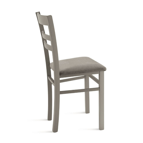 Gepolsterter Stuhl aus hellgrauem Stoff und Holzstruktur HOLLY 2 Stühle