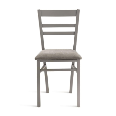 Gepolsterter Stuhl aus hellgrauem Stoff und Holzstruktur HOLLY 2 Stühle