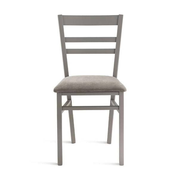 Gepolsterter Stuhl aus hellgrauem Stoff und Holzstruktur HOLLY 2 Stühle