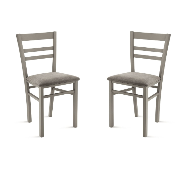 Gepolsterter Stuhl aus hellgrauem Stoff und Holzstruktur HOLLY 2 Stühle