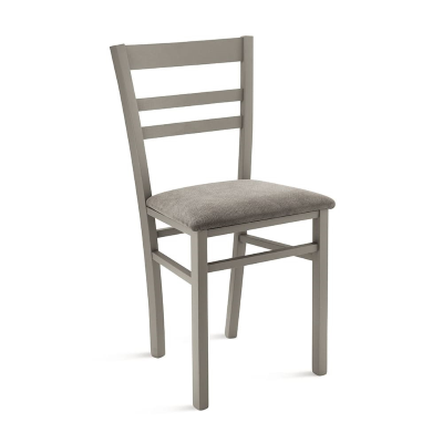 Gepolsterter Stuhl aus hellgrauem Stoff und Holzstruktur HOLLY 2 Stühle