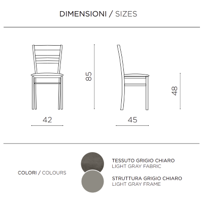 Gepolsterter Stuhl aus hellgrauem Stoff und Holzstruktur HOLLY 2 Stühle