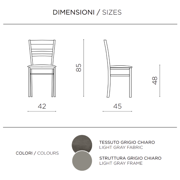 Gepolsterter Stuhl aus hellgrauem Stoff und Holzstruktur HOLLY 2 Stühle