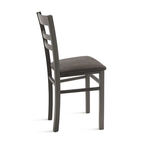 Gepolsterter Stuhl aus dunkelgrauem Stoff und Holzstruktur HOLLY 2 Stühle