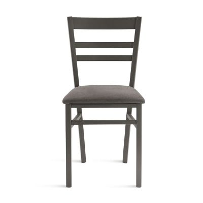 Gepolsterter Stuhl aus dunkelgrauem Stoff und Holzstruktur HOLLY 2 Stühle