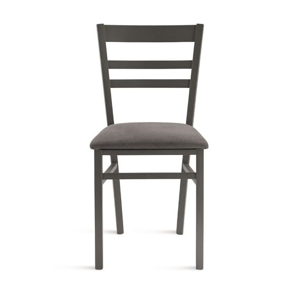 Gepolsterter Stuhl aus dunkelgrauem Stoff und Holzstruktur HOLLY 2 Stühle