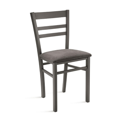 Gepolsterter Stuhl aus dunkelgrauem Stoff und Holzstruktur HOLLY 2 Stühle