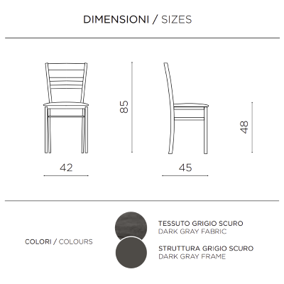 Gepolsterter Stuhl aus dunkelgrauem Stoff und Holzstruktur HOLLY 2 Stühle