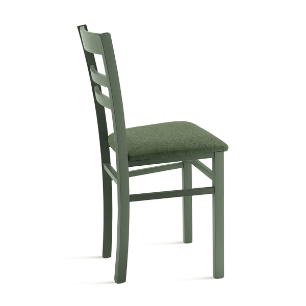 Gepolsterter Stuhl aus grünem Stoff und Holzstruktur HOLLY 2 Stühle