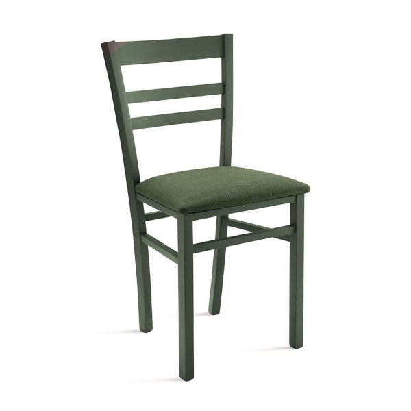 Gepolsterter Stuhl aus grünem Stoff und Holzstruktur HOLLY 2 Stühle