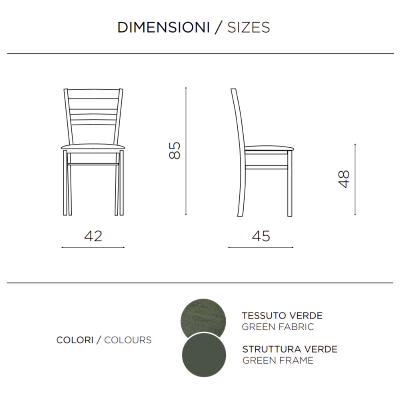 Gepolsterter Stuhl aus grünem Stoff und Holzstruktur HOLLY 2 Stühle