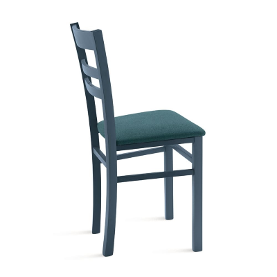 Gepolsterter Stuhl aus blauem Stoff und Holzstruktur HOLLY 2 Stühle