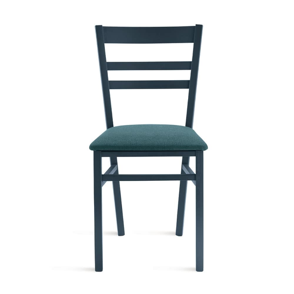 Gepolsterter Stuhl aus blauem Stoff und Holzstruktur HOLLY 2 Stühle