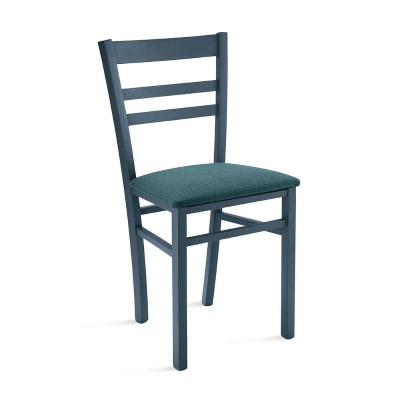 Gepolsterter Stuhl aus blauem Stoff und Holzstruktur HOLLY 2 Stühle