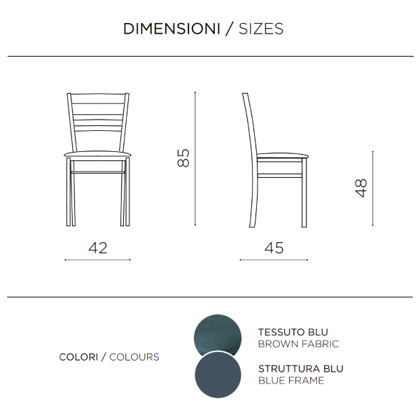 Gepolsterter Stuhl aus blauem Stoff und Holzstruktur HOLLY 2 Stühle