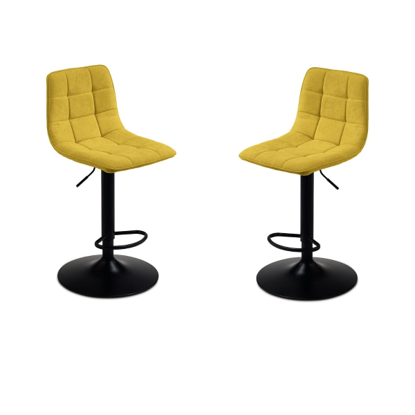 Drehhocker aus gelbem Stoff mit Metallbeinen KATERINE 2 Stück