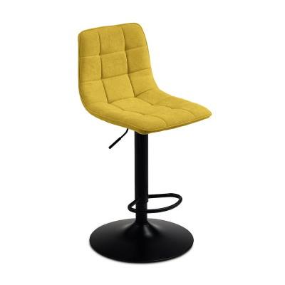 Drehhocker aus gelbem Stoff mit Metallbeinen KATERINE 2 Stück