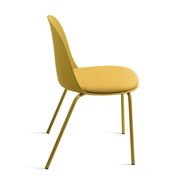 Chaise en polypropylène jaune avec assise en éco-cuir LETE 2 chaises