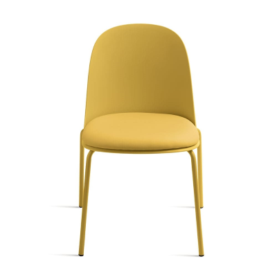 Chaise en polypropylène jaune avec assise en éco-cuir LETE 2 chaises