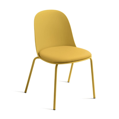 Chaise en polypropylène jaune avec assise en éco-cuir LETE 2 chaises