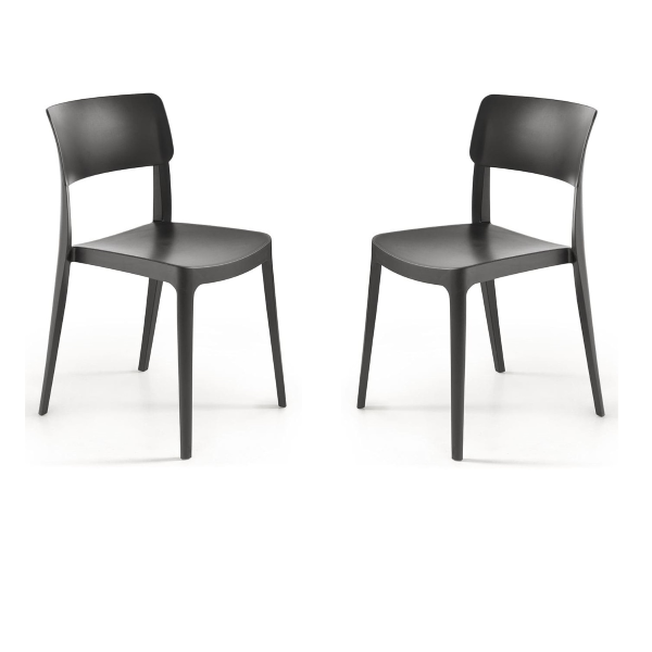 Chaise de jardin empilable en polypropylène - FRA Anthracite 2 pièces