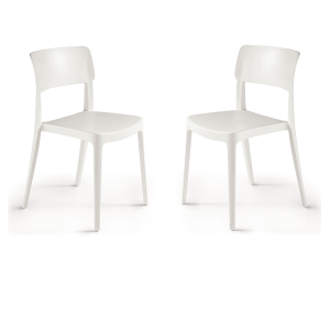 Stapelbarer Gartenstuhl aus Polypropylen - FRA Weiß 2 Stück