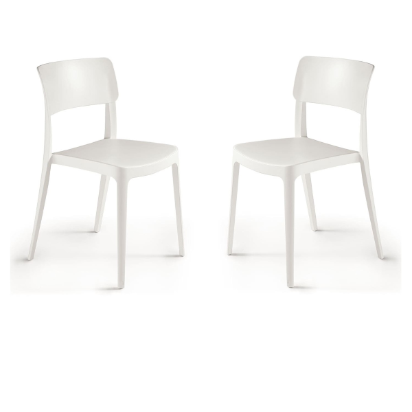 Stackable garden chair in polypropylene - FRA White 2 pieces