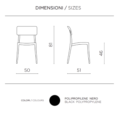 Stapelbarer Gartenstuhl aus Polypropylen - FRA Schwarz 2 Stück