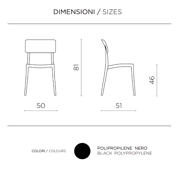 Stapelbarer Gartenstuhl aus Polypropylen - FRA Schwarz 2 Stück