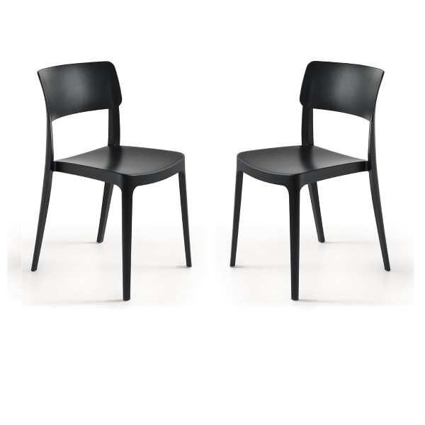 Stapelbarer Gartenstuhl aus Polypropylen - FRA Schwarz 2 Stück