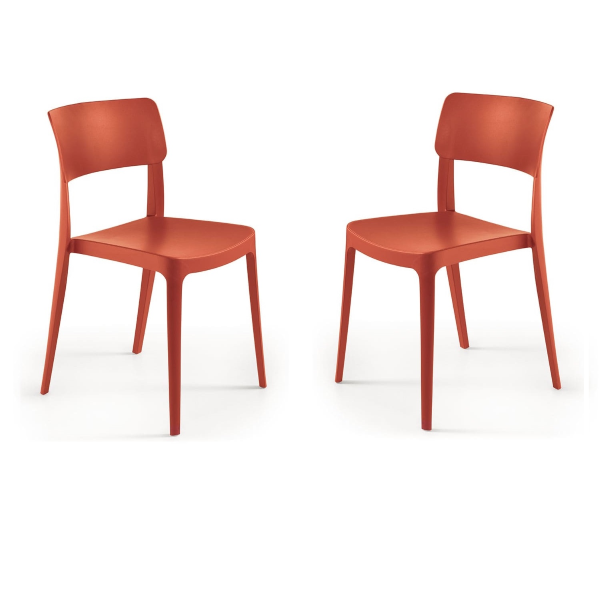 Silla de jardín apilable en polipropileno - FRA Rojo 2 piezas