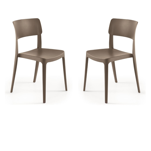 Stapelbarer Gartenstuhl aus Polypropylen - FRA Taubengrau 2 Stück