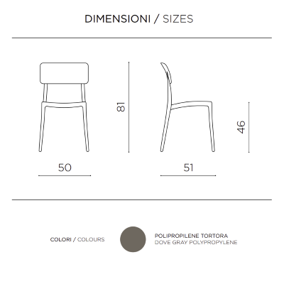 Stapelbarer Gartenstuhl aus Polypropylen - FRA Taubengrau 2 Stück