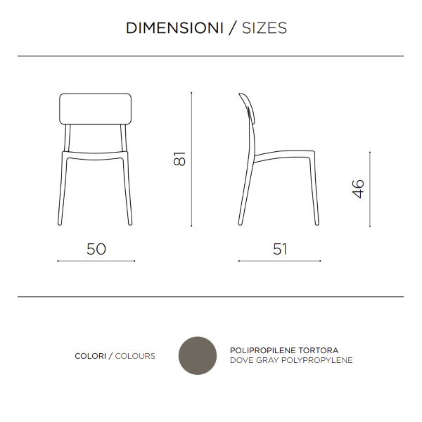 Stapelbarer Gartenstuhl aus Polypropylen - FRA Taubengrau 2 Stück