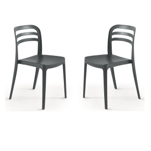 Stapelbarer Gartenstuhl aus Polypropylen - DJANGO anthrazit 2 Stück