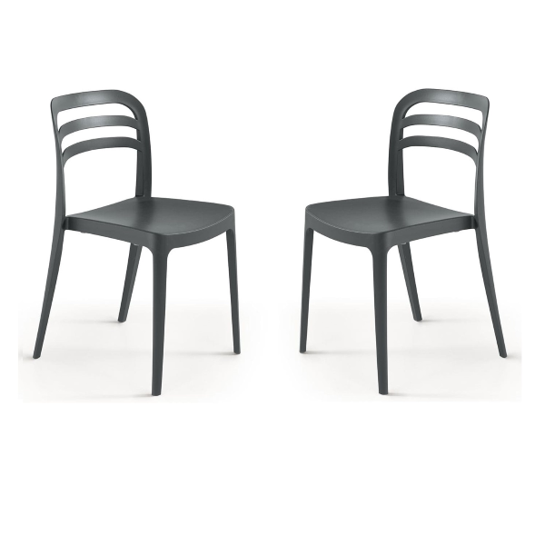 Chaise de jardin empilable en polypropylène - DJANGO anthracite 2 pièces