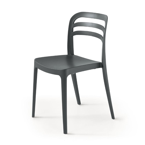 Chaise de jardin empilable en polypropylène - DJANGO anthracite 2 pièces