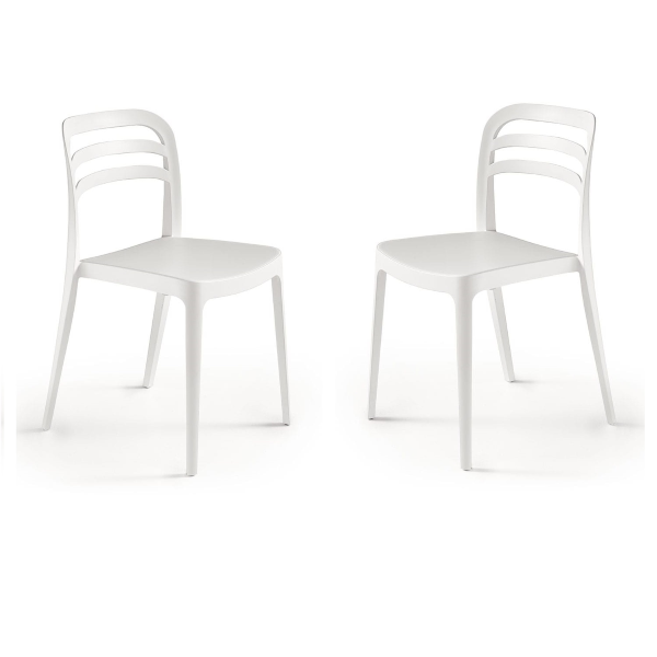 Silla de jardín apilable de polipropileno - DJANGO blanco 2 uds