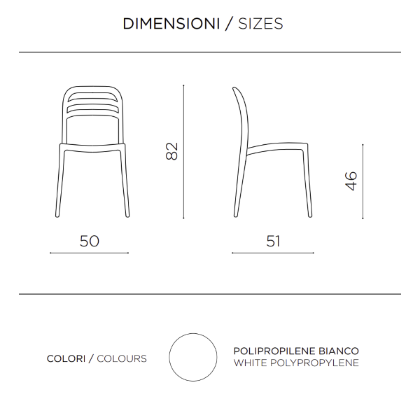 Silla de jardín apilable de polipropileno - DJANGO blanco 2 uds