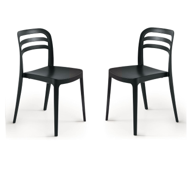 Chaise de jardin empilable en polypropylène - DJANGO noir 2 pces