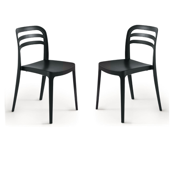 Chaise de jardin empilable en polypropylène - DJANGO noir 2 pces