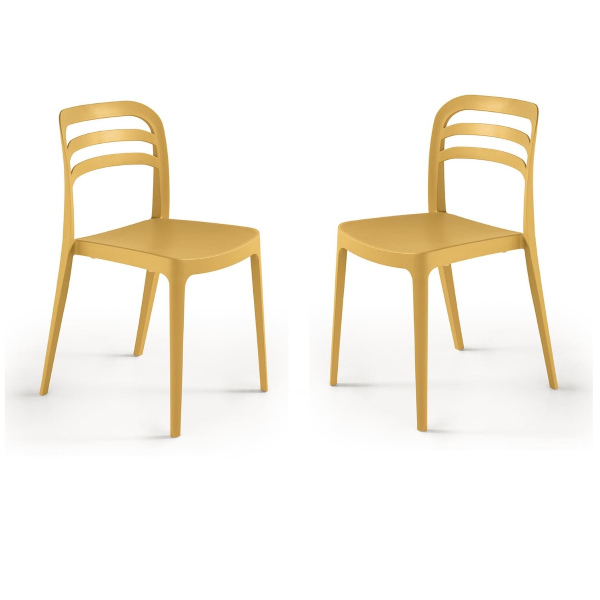 Chaise de jardin empilable en polypropylène - DJANGO ocre 2 pièces