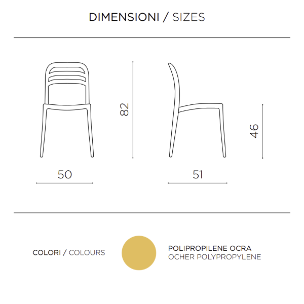 Chaise de jardin empilable en polypropylène - DJANGO ocre 2 pièces