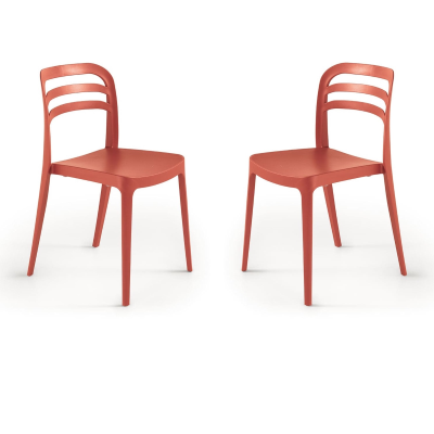 Sedia da giardino in polipropilene impilabile - DJANGO ROSSO 2 pezzi