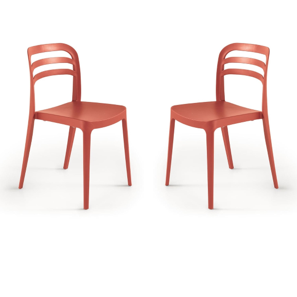 Sedia da giardino in polipropilene impilabile - DJANGO ROSSO 2 pezzi